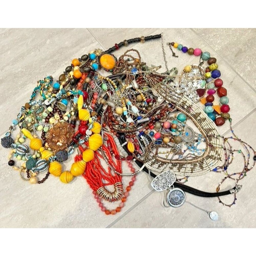 Lot of Boho Bohemian Ethnic & Statement Necklaces - 29 necklaces - Vtg to new
